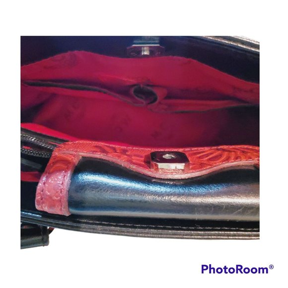 Vtg M.C. Marc Chantal Embossed Red Leather Western Style Shoulder Bag - Picture 5 of 7